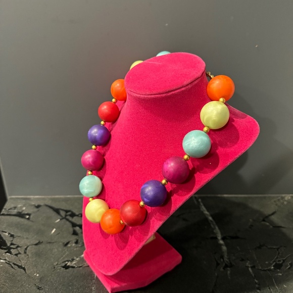 Multicolor Round Bead Resin Necklace - Picture 2 of 6